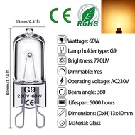 10PCS Super Bright Dimmable G9 Halogen Light Bulb 25W 40W 60W Halogen G9 220V Warm White G9 Lamp Fro