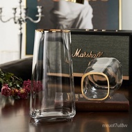 【Plant in Vase】Light Luxury Gold-Painted Glass Vase Flower Arrangement Transparent Decoration Nordic Living Room Creativ