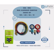 USA DUAL ALUMINIUM MANIFOLD GAUGE SET - USA1004-R32 (R32/410/134/22)