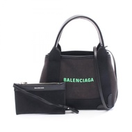 【二手】BALENCIAGA世家 (Balenciaga) 手提包 海軍藍 Cabas XS 390346 黑色/綠色帆布皮革 海軍藍 Cabas XS 女款二手 B