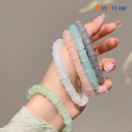 Chinese Style Bamboo Joint Shape Hand String/ Ice Green Simulation Jade Beads Bracelet/ Temperament Women Bangle Jewelry