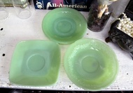 FIRE KING 翡翠半透玻璃杯碟 60s古董品Jadeite Glasses Tea Cup