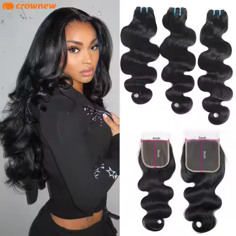 Body Wave Bundles With 2x6/4x4 /5x5/13x4 HD Lace Closure 100% Virgin Human Hair Bundles With Closure