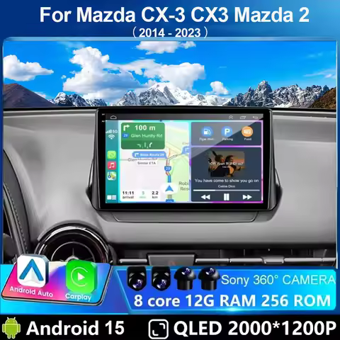 Android 15 Carplay Auto Car Radio For Mazda CX-3 CX3 Mazda 2 DK 2014 - 2017 2018 2019 2020 2021 Mult