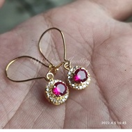 MERAH Siamese red diamond gold earrings