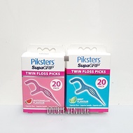 Piksters SupaGRIP Twin Floss Dental Picks 20 pack (Mint / Watermelon Flavor)