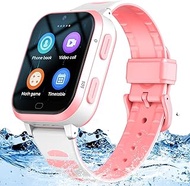 4G GPS Smart Watch for Kids Phone Smartwatch with WhatsApp Anti-Lost Waterproof Video Phone Call Pedometer Voice Message Camera SOS Alarm Real-time Tracking Watch for Boys Girls 3-12 Gifts Pink