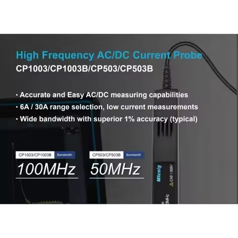 Best sell Micsig CP1003B 100MHz 5A/30A Dual Range AC/DC Current Probe with BNC Connector for Oscillo