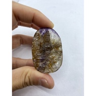 D2504 Natural Crystal/Gold Purple Titanium Pendant Size Approximately: Height 49 Width 33 Thickness 