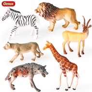 Realistic Mini Solid African Animal Toys Lion Male Female Giraffe Zebra Hyena Antelope Model Set For