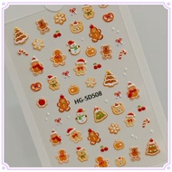 Nail Art Christmas Nail Sticker Happy Christmas Element Ribbon Bow 5D Embossed Decal Nail Decoration