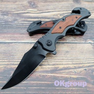 OKgroup NB007-BLACK มีดพับพกพา มีดเดินป่า มีดสวยงาม พร้อมที่ทุบกระจก และที่ตัดsafety belt ยาว 8.1นิ้