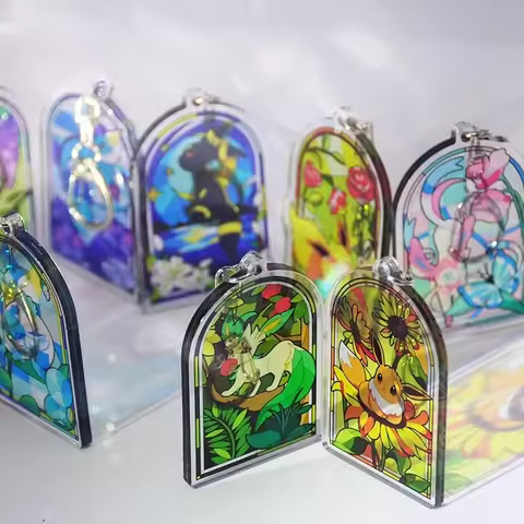 Anime Eeveelution Leafeon Sylveon Espeon Glaceon Flareon Eevee Ibrahimovic's Garden Acrylic Keychain