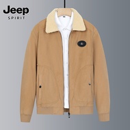 Jeep Spirit 1941 Estd xuân thu mùa đông Áo khoác nhung kẻ cổ Áo Len Lót Lông Cừu giản dị dễ phối cho