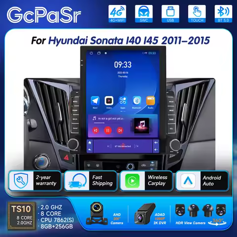 9.7' Vertical Style for Tesla Screen Android 16 Car Radio for Hyundai Sonata I40 I45 2011-2015 Navig