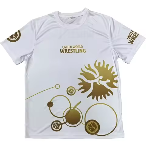 2026 New UWW Wrestling Fighting Fitness Printed Quick Drying Sports Training Casual Men's Short Slee