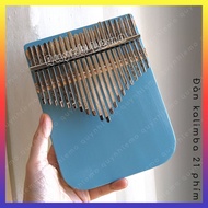 Đàn Kalimba 21 phím gỗ nguyên khối QUYNHLEMO Kalimba gỗ màu xanh nguyên khối bo tròn góc dưới tặng k