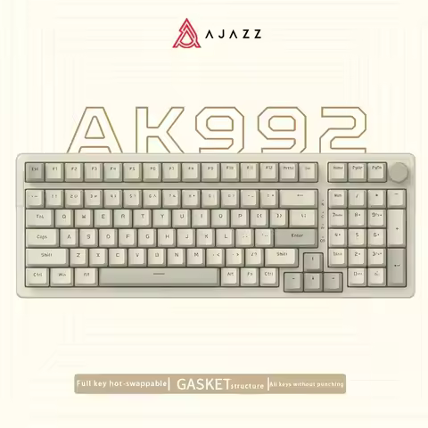 AJAZZ AK992 Retro Wired Mechanical Keyboard, 98-Key Full Layout, Hot-Swappable USB Gaming Keyboard w
