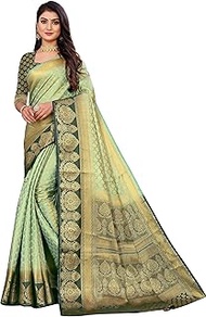Women's Jacquard Weaved Banarasi Silk Saree With Unstitched Blouse Piece (S172-nw-all_6.30meter), pi