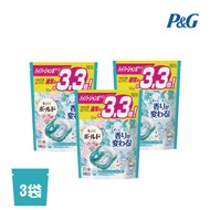 【日本P&amp;G】Ariel 4D超濃縮抗菌凝膠洗衣球-清新白花(淺藍)-36入x3袋(2023日本境內版/補充袋裝)