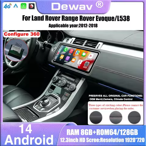 Android CarPlay Radio 12.3 Inch for 2012-2018 Range Rover Evoque/L538 Multimedia Player CarPlay Radi