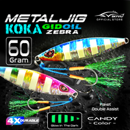 Metal Jig 60 Gram Killer GID UV Fosfor Umpan Slow Jig Set Double Assist Hook Jigging Lure