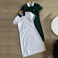 LACOSTE 女士夏季休閒羅紋棉短袖Polo連衣裙