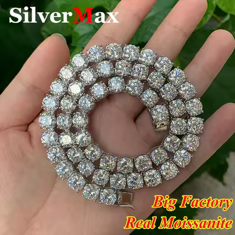8mm 2ct Moissanite Diamond Tennis Chain Necklace For Men S925 Silver Jewelry Men's Moissanite Diamon