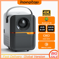 HONGTOP P10 Smart 4K Android WiFi Portable 1080P Home Theater Video LED Bluetooth Mini Projector 4GB 64GB Android 10  Projector