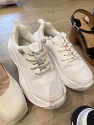 小白鞋白色厚底波鞋 閃石鞋帶