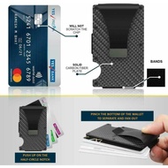 RFID Blocking Carbon Fiber Minimalist Ridge Money Clip Front Pocket Mens Wallet