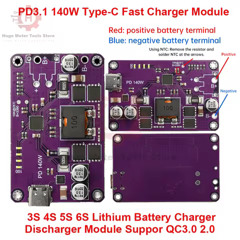 140W Type-C Fast Charger Module PD3.1 3S 4S 5S 6S Lithium Battery Charger Discharger Module Suppor Q