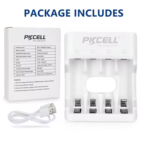 PKCELL 1.6V NIZN Charger 8186 Fast Charging Charger for AA/AAA NI-ZN Batteries with Indicator USB Ca