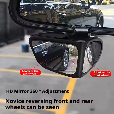 Car Rearview Mirror Blind Spot Mirror Front and Rear Wheels 360° Adjustable Wideangle Blind Spot Ref