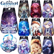 Genshin Impact Student Double Layer School Bag Backpack Ayaka Zhongli Raiden Sho Ins Kids Student Bag