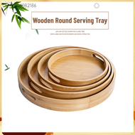 Wooden Round Serving Tray Wood Plate Tea Food Dishe Drink Platter Food Plate Dinner Beef Steak Fruit