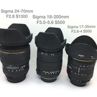 Sigma 24-70mm F2.8 /Sigma 18-200mm F3.5-5.6/Sigma 17-35mm F2.8-4