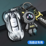 Zinc Alloy Smart Sports Car Style Key Fob Case Cover Leather Keychain Remote Holder Shell TPU Protection For Mazda 2 Demio 3 5 6 Biante CX3 CX5 CX7 CX8 CX9 MX5 Hatchback Sedan