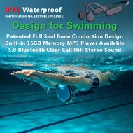 IHAO Swimming Headphones True Bone Conduction Open Ear Headset MP3 Player Built-in 16G Memory IP68 U