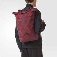 ADIDAS 3D 三宅一生 電腦包後背包酒紅菱格 愛迪達BACKPACK 戶外旅行運動 雙肩包 三葉草菱形包 鏤空設計