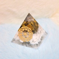 【白水晶+黃虎眼石+月亮石】奧根能量塔Orgonite (6cm/5cm/4cm)