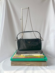 Prada Nylon Tessuto Baguette Handbag 黑色降落傘腋下包 送肩帶