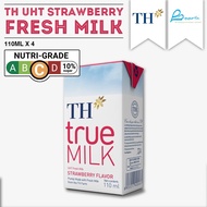 TH True Milk UHT Strawberry Fresh Milk 110ml x 4