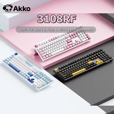Akko 3108RF Mechanical Keyboard 100% Full Size RGB Cherry/MOA Profile Keycaps 2.4GHz & Wired Dual-mo
