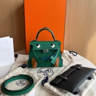Hermes愛馬仕 Kelly doll馬賽克娃娃包 U4絲絨綠 W刻
