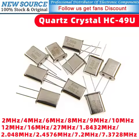 10PCS HC-49U Quartz Crystal Resonator Passive Oscillator 49U DIP-2P 2MHz 4MHz 6MHz 8MHz 9MHz 10MHz 1