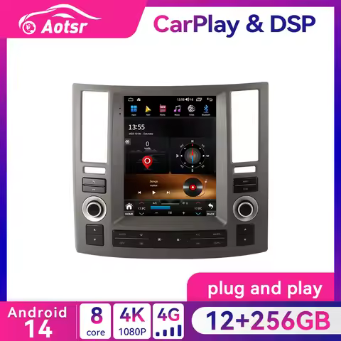 For Infiniti FX35 FX45 2003-2009 Tesla Screen Radio GPS Navigation Audio Android 14.0 Car Stereo Vid