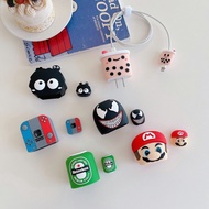 for Apple Iphone 30W 20W 18W charger case +cable protector cover cute super mario coal ball Bubble T