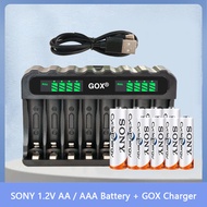 SONY 1.2V AA 4600mah / AAA 4300mah Ni-MH Rechargeable Battery + GOX 8-slot Battery Charger