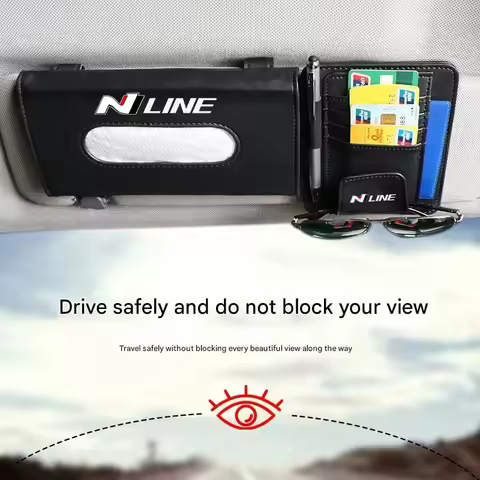 1Pcs Car Sun Visor Tissue Box And Car Sun Visor Organizer Multi-Pocke For Hyundai N LINE i10 i30 i20